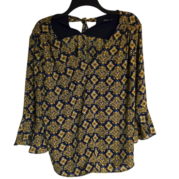 41 Hawthorn Gold And Blue 3/4 Sleeve Women's Blouse Large - Picture 1 of 6